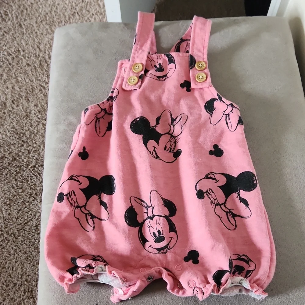 Disney baby set of t shirt and shortall pink black 12 months baby girl